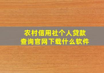 农村信用社个人贷款查询官网下载什么软件