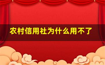 农村信用社为什么用不了