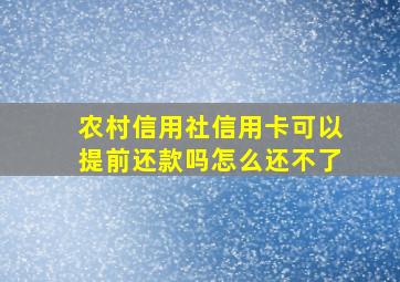 农村信用社信用卡可以提前还款吗怎么还不了