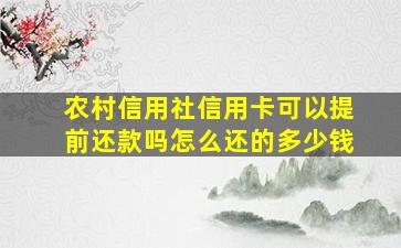 农村信用社信用卡可以提前还款吗怎么还的多少钱