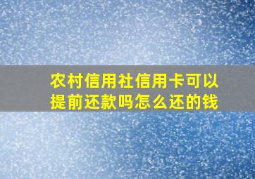 农村信用社信用卡可以提前还款吗怎么还的钱