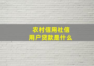 农村信用社信用户贷款是什么