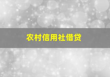 农村信用社借贷