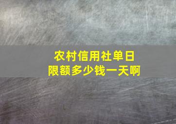 农村信用社单日限额多少钱一天啊