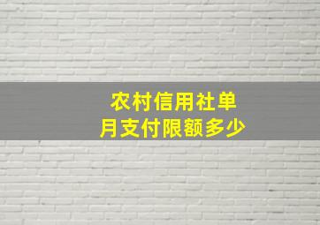 农村信用社单月支付限额多少