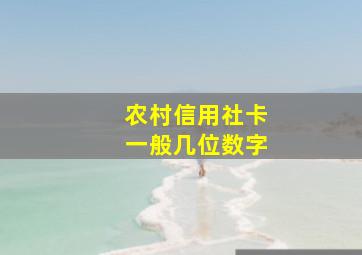 农村信用社卡一般几位数字