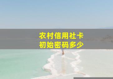 农村信用社卡初始密码多少