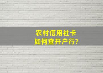 农村信用社卡如何查开户行?