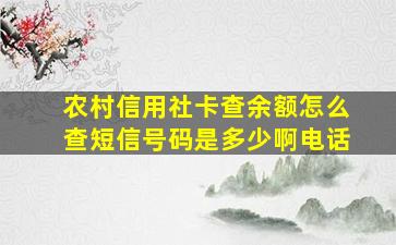 农村信用社卡查余额怎么查短信号码是多少啊电话