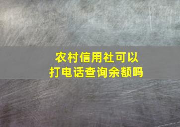 农村信用社可以打电话查询余额吗