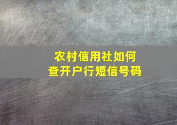 农村信用社如何查开户行短信号码