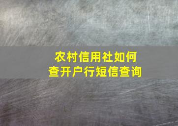 农村信用社如何查开户行短信查询