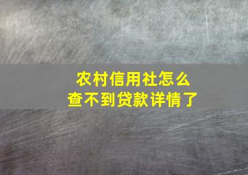 农村信用社怎么查不到贷款详情了