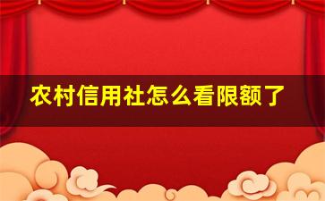 农村信用社怎么看限额了