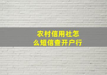 农村信用社怎么短信查开户行