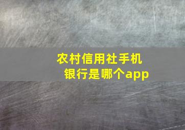 农村信用社手机银行是哪个app