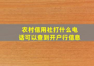 农村信用社打什么电话可以查到开户行信息