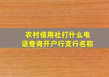 农村信用社打什么电话查询开户行支行名称