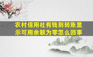 农村信用社有钱到转账显示可用余额为零怎么回事