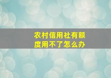 农村信用社有额度用不了怎么办