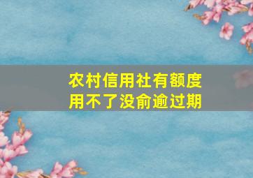 农村信用社有额度用不了没俞逾过期