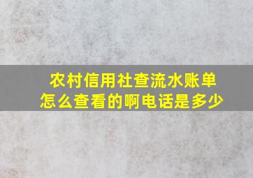 农村信用社查流水账单怎么查看的啊电话是多少