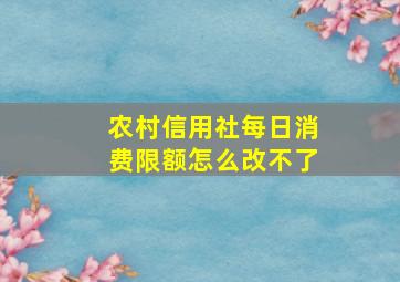 农村信用社每日消费限额怎么改不了