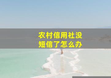 农村信用社没短信了怎么办