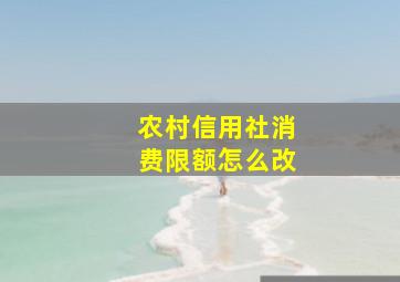 农村信用社消费限额怎么改