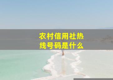 农村信用社热线号码是什么