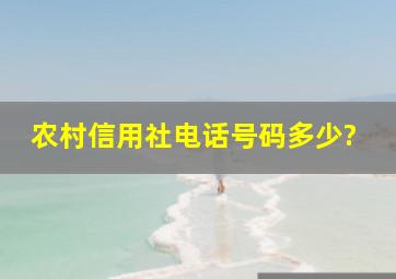 农村信用社电话号码多少?