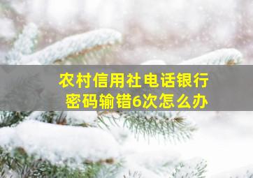 农村信用社电话银行密码输错6次怎么办