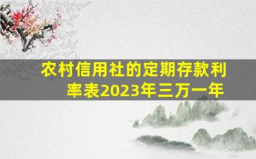 农村信用社的定期存款利率表2023年三万一年