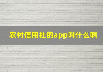 农村信用社的app叫什么啊