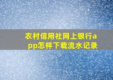 农村信用社网上银行app怎样下载流水记录