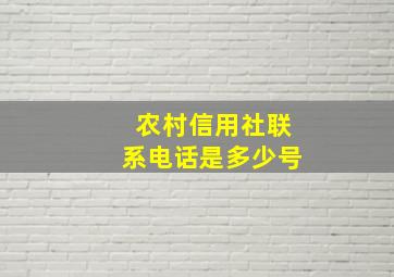 农村信用社联系电话是多少号