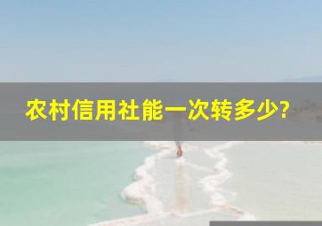 农村信用社能一次转多少?