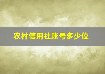 农村信用社账号多少位