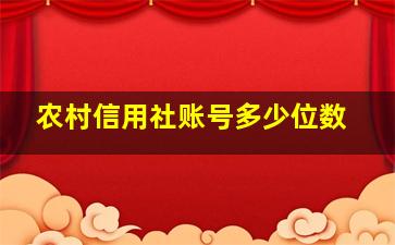 农村信用社账号多少位数