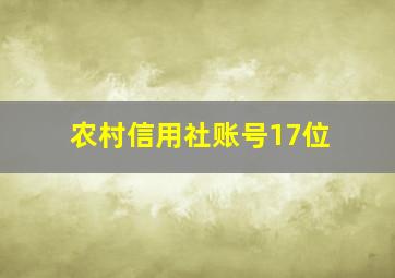 农村信用社账号17位