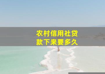 农村信用社贷款下来要多久