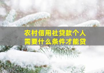 农村信用社贷款个人需要什么条件才能贷