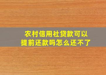 农村信用社贷款可以提前还款吗怎么还不了