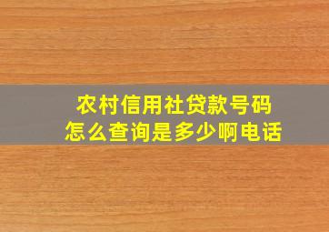 农村信用社贷款号码怎么查询是多少啊电话