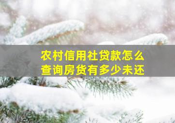 农村信用社贷款怎么查询房货有多少未还