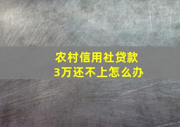 农村信用社贷款3万还不上怎么办