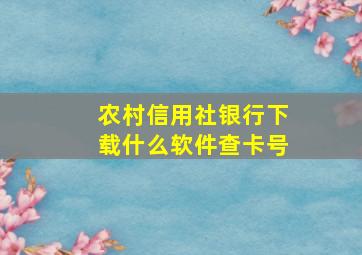 农村信用社银行下载什么软件查卡号