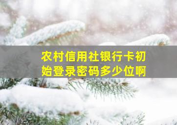 农村信用社银行卡初始登录密码多少位啊