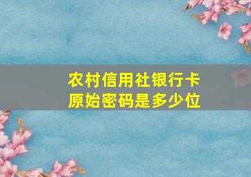 农村信用社银行卡原始密码是多少位