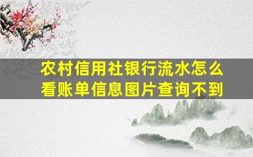 农村信用社银行流水怎么看账单信息图片查询不到